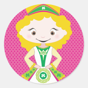 KIDLETS :: Ierse danser blond Ronde Sticker