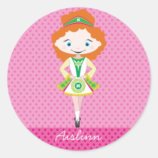 KIDLETS Ierse danser dansen rood haar Ronde Sticker (Voorkant)