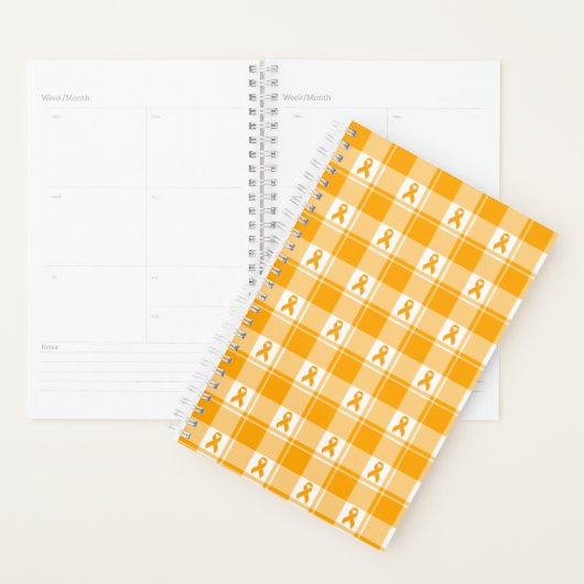 Kidney Cancer Awareness Plaid Planner, Orange (Devant avec enveloppe)