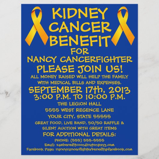 Kidney Cancer Benefit Flyer (Voorkant)