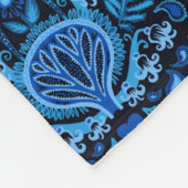 Kidney Damask in Navy Blue Fleece Deken (Hoek)