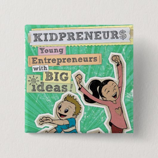 KIDPRENEURS VIERKANTE BUTTON 5,1 CM (Voorkant)
