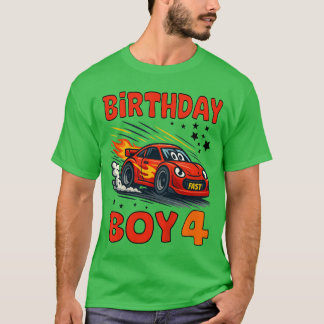 Kids 4th Birthday Racer Race Party Shirt for Birth