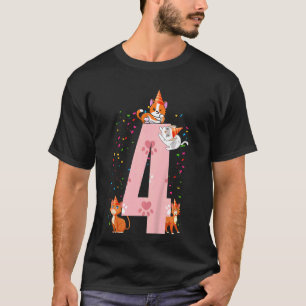 Kids 4th Cat Birthday Celebrant 4 Year Old Kitten T-shirt