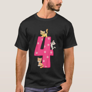 Kids 4th Cat Birthday Celebrant 4 Year Old Kitten T-shirt