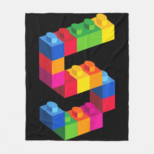 Kids 5 Year Old Building Blocks Birthday Bricks 5 Fleece Deken (Voorkant)