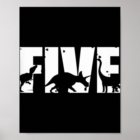 Kids 5 Years Old Birthday Boy Dinosaur T Rex Gift, Poster (Voorkant)