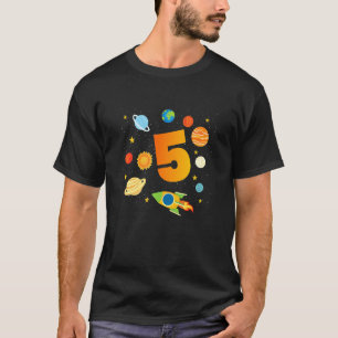Kids 5th Birthday Boys 5 Years Planets Space Birth T-shirt