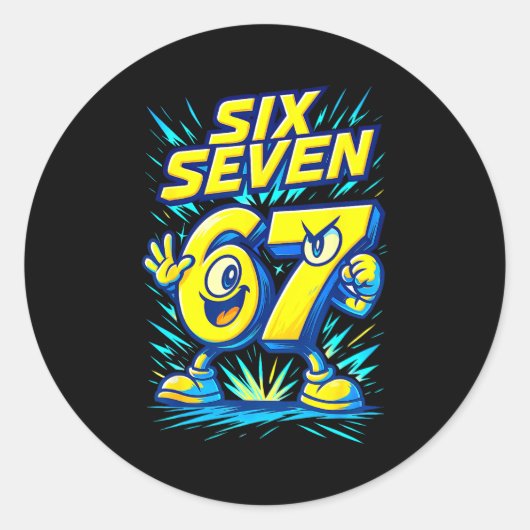 Kids 67 Six Seven Italian Brainrot 6 7 Funny Meme  Ronde Sticker (Voorkant)
