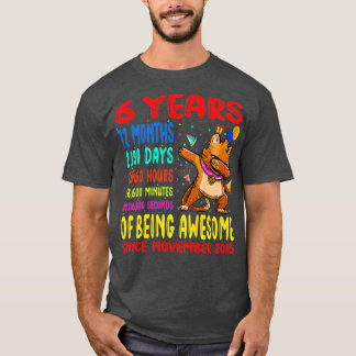 Kids 6 Years 72 Months Of Being Awesome 6th Cat T-shirt