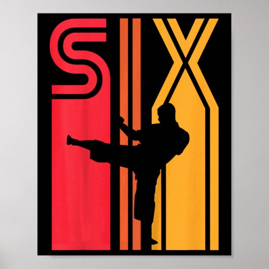 Kids 6th Birthday Gift Karate Retro Taekwondo Mart Poster (Voorkant)