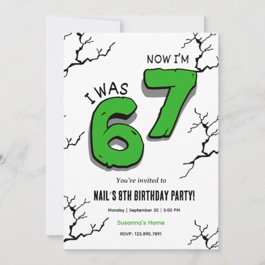 Kids 7th Birthday Invitation – Turning Seven Party (Devant)