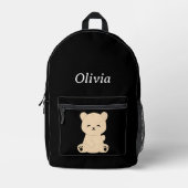 Kids' Adventure Backpack - Explorer Bear and Name Bedrukte Rugzak (Voorkant)