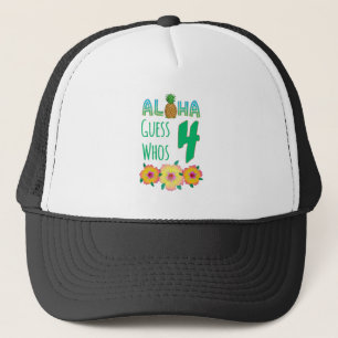 Kids Aloha Tropisch Luau 4 Jaar Verjaardag Trucker Pet