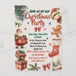 Kids and Family Christmas party invitation Kaart