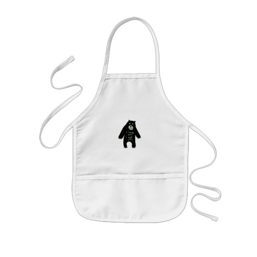 Kids apron with bear illustration kinder schort (Voorkant)