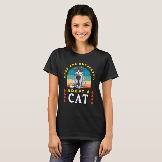 Kids are overrated adopt a Cat  DINK 1 T-shirt (Voorkant volledig)