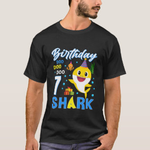 Kids Baby Cute Shark 7Th Birthday Boy Girl 7 Year T-shirt