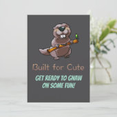 Kids Beaver Birthday Invite – Built for Cute Kaart (Staand voorkant)