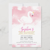 KIDS BIRTHDAY ARTIJ INVITE zwan princess gold roze Kaart (Voorkant)