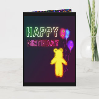 Kids Birthday Card Happy Birthday Bear Baloons Kaart
