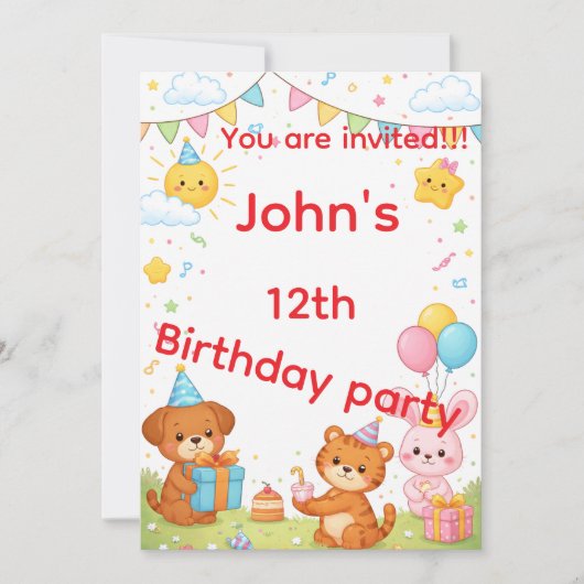 Kids birthday invitation card (Devant)