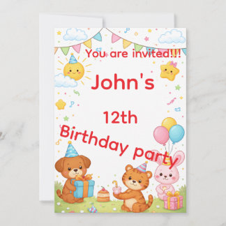 Kids birthday invitation card kaart