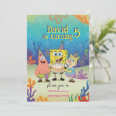 Kids Birthday Invitation cute Cartoon Sponge Theme (Debout devant)