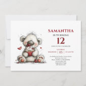 Kids Birthday Invitation Whimsical Teddy Bear (Devant)