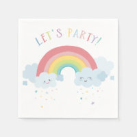 KIDS BIRTHDAY LET'S PARTY pastelkleuren regenboog