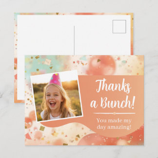 Kids Birthday Photo Thanks a Bunch Pastel Confetti Briefkaart