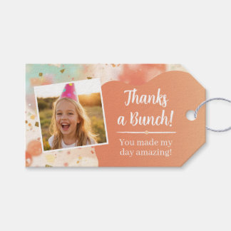 Kids Birthday Photo Thanks a Bunch Pastel Confetti Cadeaulabel