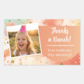 Kids Birthday Photo Thanks a Bunch Pastel Confetti Rechthoekige Sticker (Voorkant)