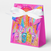 Kids Birthday Rainbow Glitter Favor Boxes