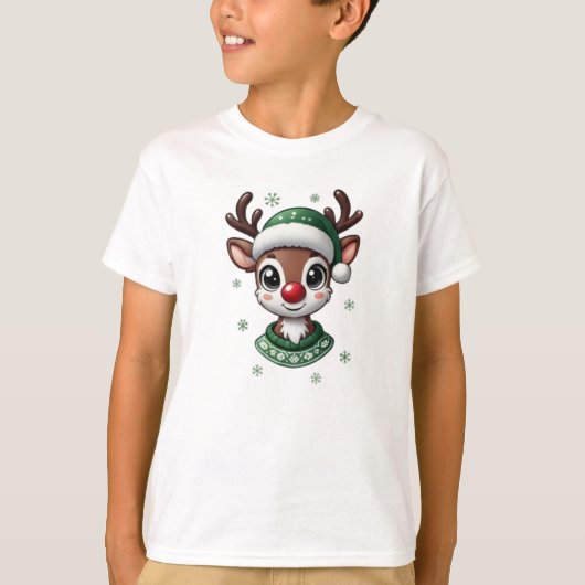 Kids Boy Cute Reindeer Personalized T-Shirt (Devant)
