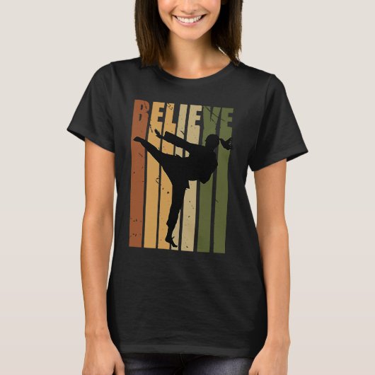 Kids Camouflage Retro Karate Motivating Believe Pr T-shirt (Voorkant)