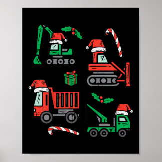 Kids Christmas Construction Vehicles Truck Xmas Bo Poster