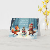 Kids Christmas Snow Much Fun with Woodland Animals Kaart (Gele Bloem)
