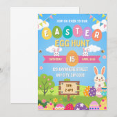 Kids Colorful Easter Egg Hunt Invitation (Devant / Derrière)