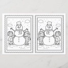 Kids Coloring Snowman Paper Christmas Card 