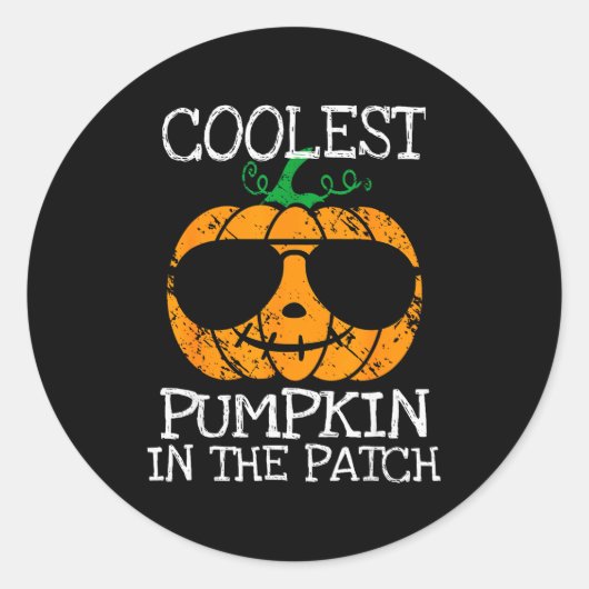 Kids Coolest Pumpkin In The Patch Halloween Boys G Ronde Sticker (Voorkant)