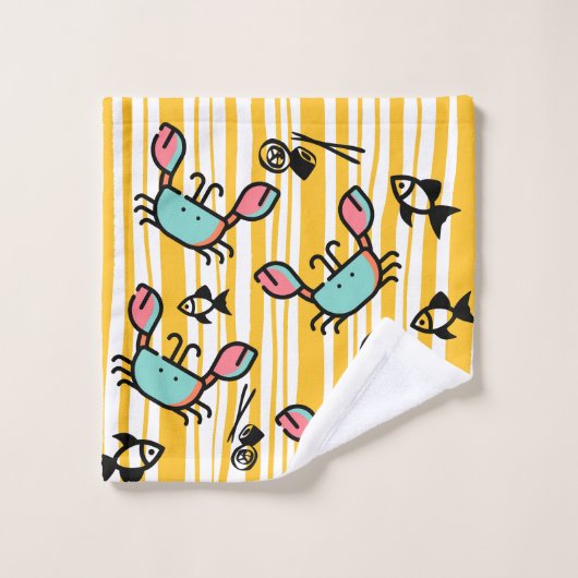 Kids Crab Seafood Fish Pattern  (Gant de toilette)