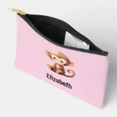 Kids cute monkey add a name pink black etui (Open)