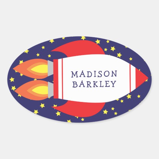 Kids Cute Rocket Nom du navire Enveloppe Stickers  (Devant)