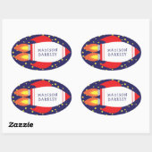 Kids Cute Rocket Nom du navire Enveloppe Stickers  (Feuille)