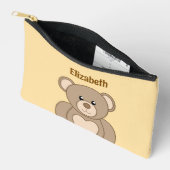 Kids cute teddy bear add a name brown peach etui (Open)