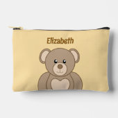 Kids cute teddy bear add a name brown peach etui (Voorkant)