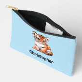 Kids cute tiger add a name blue black etui (Open)