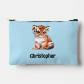 Kids cute tiger add a name blue black etui (Voorkant)