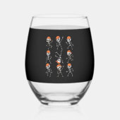 Kids Dancing Skeleton Halloween Wijnglas Zonder Voet (Voorkant)